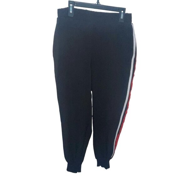 ZARA BASIC Women's Size Small Black Jogger Pants with Red White Side Stripes - Picture 2 of 8